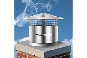Willgoon 10 Inch Round Chimney Cap, (6/8/10/12) Inch Fastening Device Tapered Top Chimney Cap with Screen, 0.5x0.5 Inch Mesh Screen Stove Pipe Topper, Stovepipe Finial, Galvanized Steel Quality