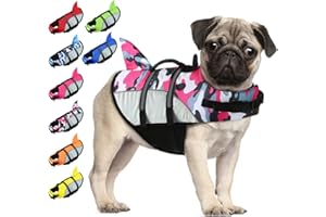 ALAGIRLS Dog Life Jacket, Ripstop Dog Life Vest for Swimming Boating, Adjustable Pet Flotation Swimsuit with Rescue Handle for Small Medium Large Dog, Upgraded-PinkCamo S