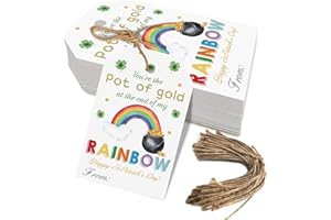 AUKOLASS 50pcs St. Patrick's Day Gift Tags, You're The Pot of Gold at The end of My Rainbow Favor Tags for Friend and Family (Rainbow)