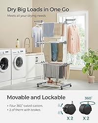 SONGMICS Clothes Drying Rack Stand 4-Tier, Foldable