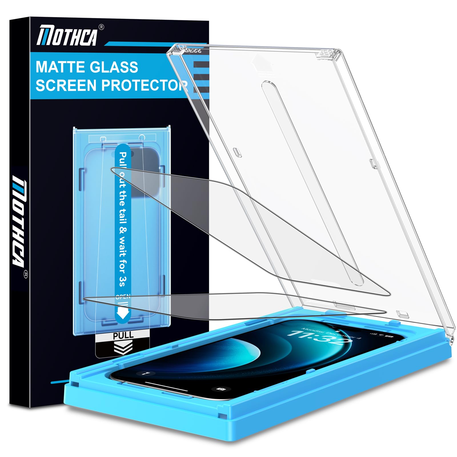 Photo 1 of Mothca 2 Pack Matte Glass Screen Protector for iPhone Air 6.5-inch [Auto Fit Box Dust-Free] Edge to Edge Full Coverage Anti-Glare & Anti-Fingerprint Tempered Glass, Bubble Free, Smooth as Silk
