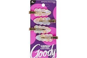 Goody SlideProof Pearl Resin Hinge Hair Clip Set, 4 Count - Clips for Styling, Quick & Easy Creaseless Styling, Accessories f