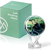 MOVA Self Rotating Globe, Earth with Clouds Classic (4.5") | solar powered globe, no batteries or cords, gift for geography lovers, premium kinetic display, office desk decor