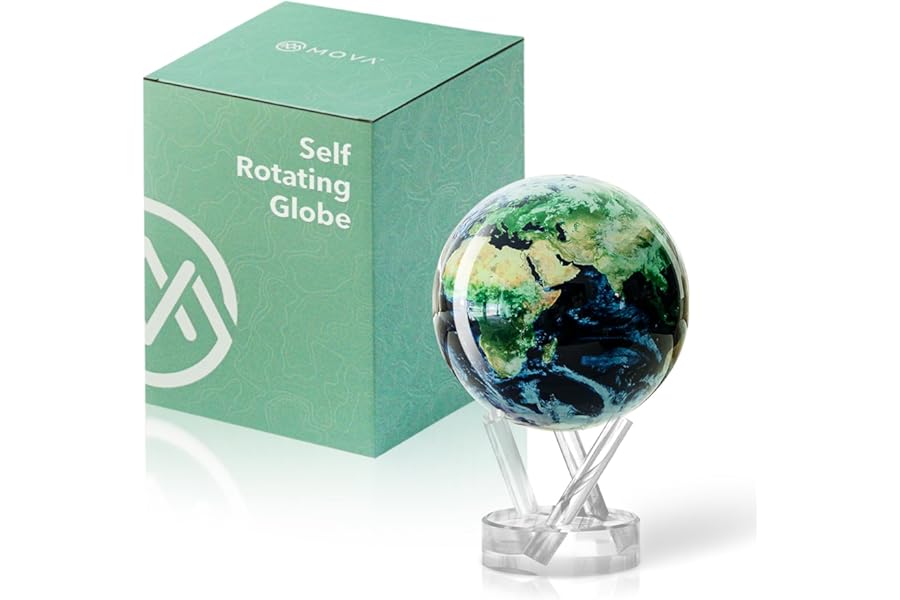 MOVA Globe - Earth with Clouds Classic (4.5") | Self-Rotating Globe Powered by Light | Silent Motion, No Batteries or Wires | Unique Desk Decor or Gift for Space Lovers