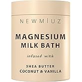 Creamy Magnesium Milk Bath Soak Powder Moisturize Soften Skin Coconut Vanilla Shea Butter Luxury Spa Bath Salt Relaxation Selfcare Gifts for Women