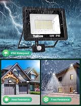 Tailcas 50W Security Lights with Motion Sensor 4500LM IP66 Outdoor Floodlight view 6