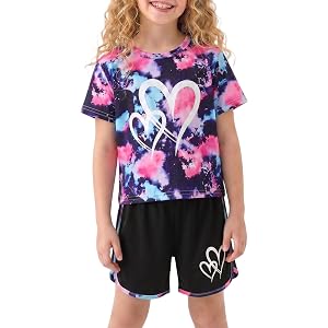 SCBEBE Girls Summer Outfits for Beach Vacation School Tie Dye Shorts Set