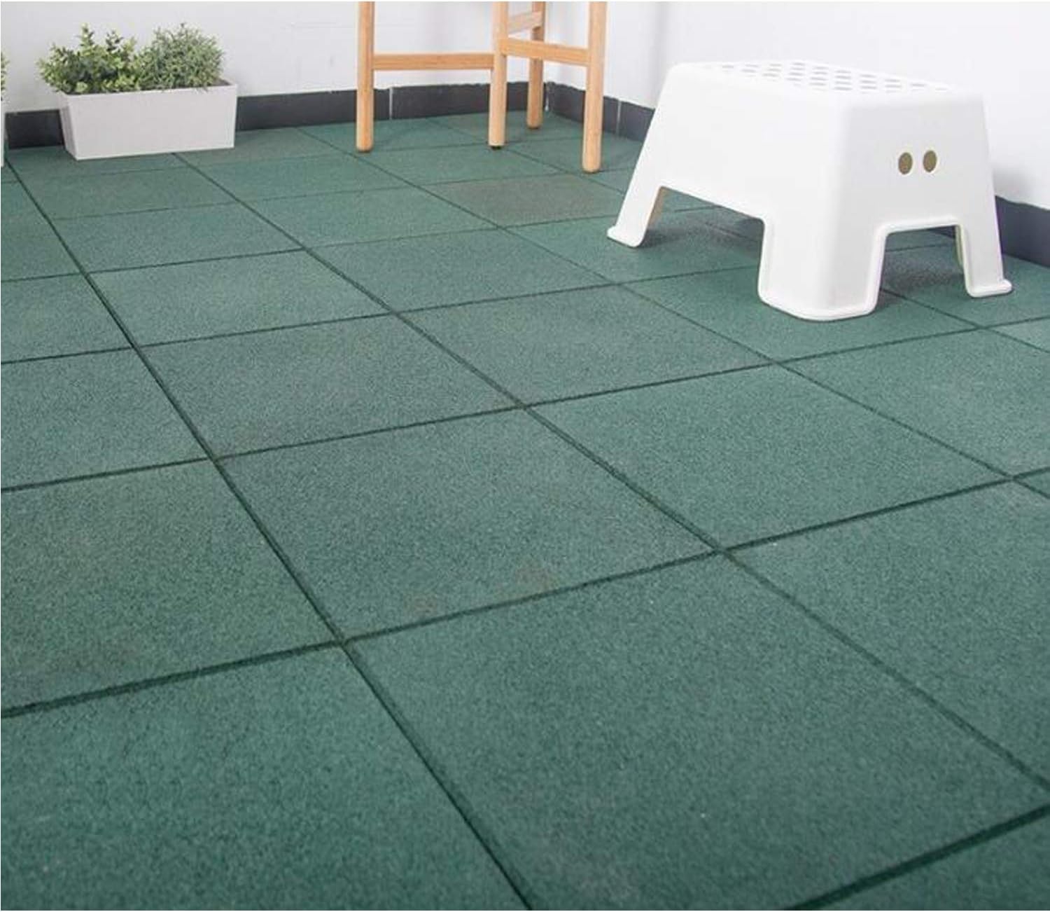 MYOYAY 4 Pack Eco-Sport Interlocking Tiles 20"x20"x1.2" Heavy Duty Rubber Tile Green Non-Slip Flooring Mat for Playground Park Gym Indoor and Outdoor, Cover 11.12 Sq.Ft: Sports & Outdoors