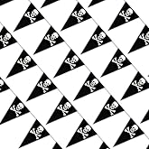 MARFOREVER 32.8 Ft 24 Pcs Pirate Banner Flag Pirate Party Decorations | Halloween Skull Pennant Triangle Flag, Halloween Outdoor Indoor Decorations, Pirates Birthday Party Supplies, 11.8 x 7.9 inch