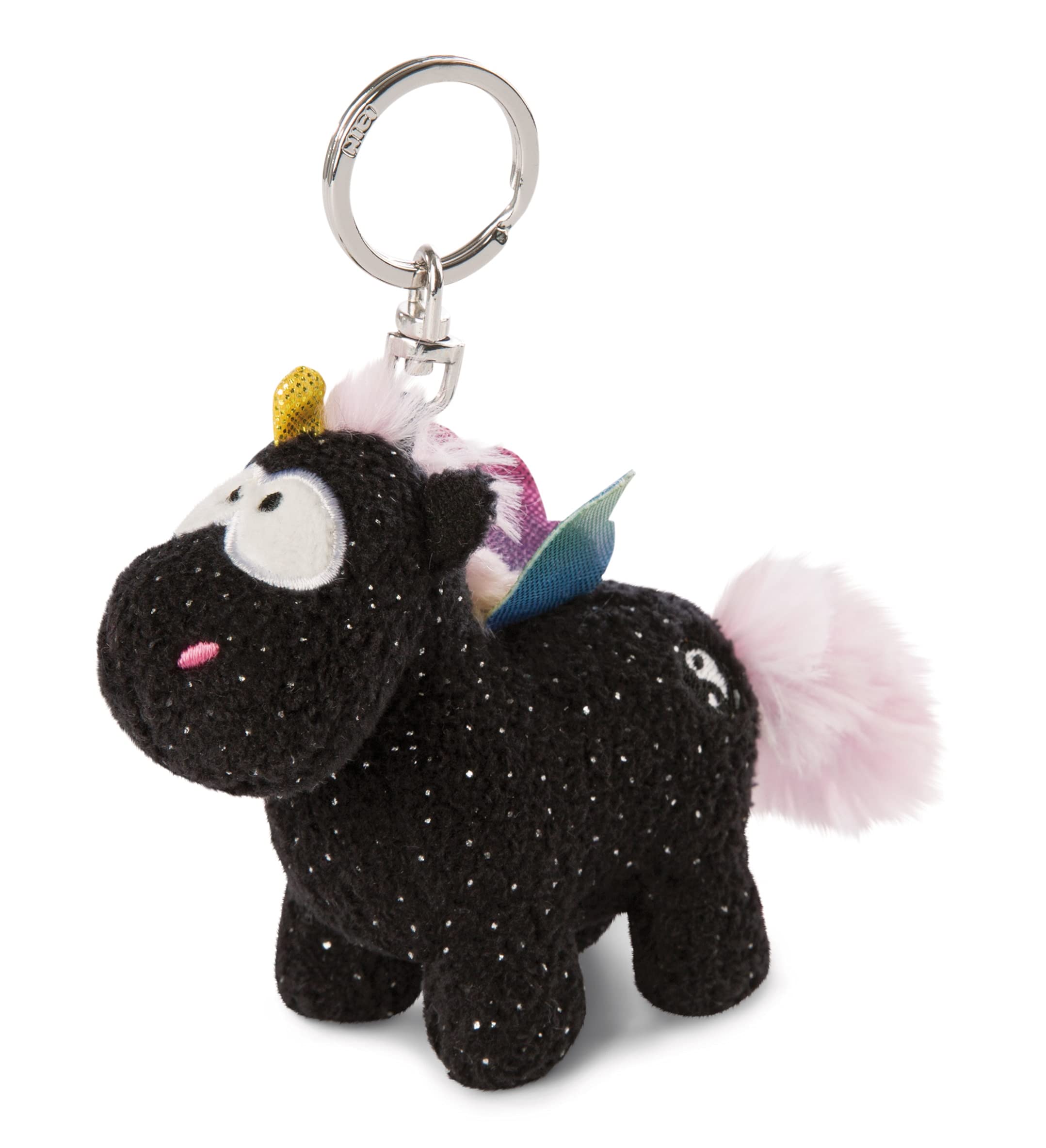 Nici 47370 Modern Key Ring Unicorn Rainbow Yin 10cm, Solid, Black/Multi-Coloured, 10 cm Schlüsselanhänger