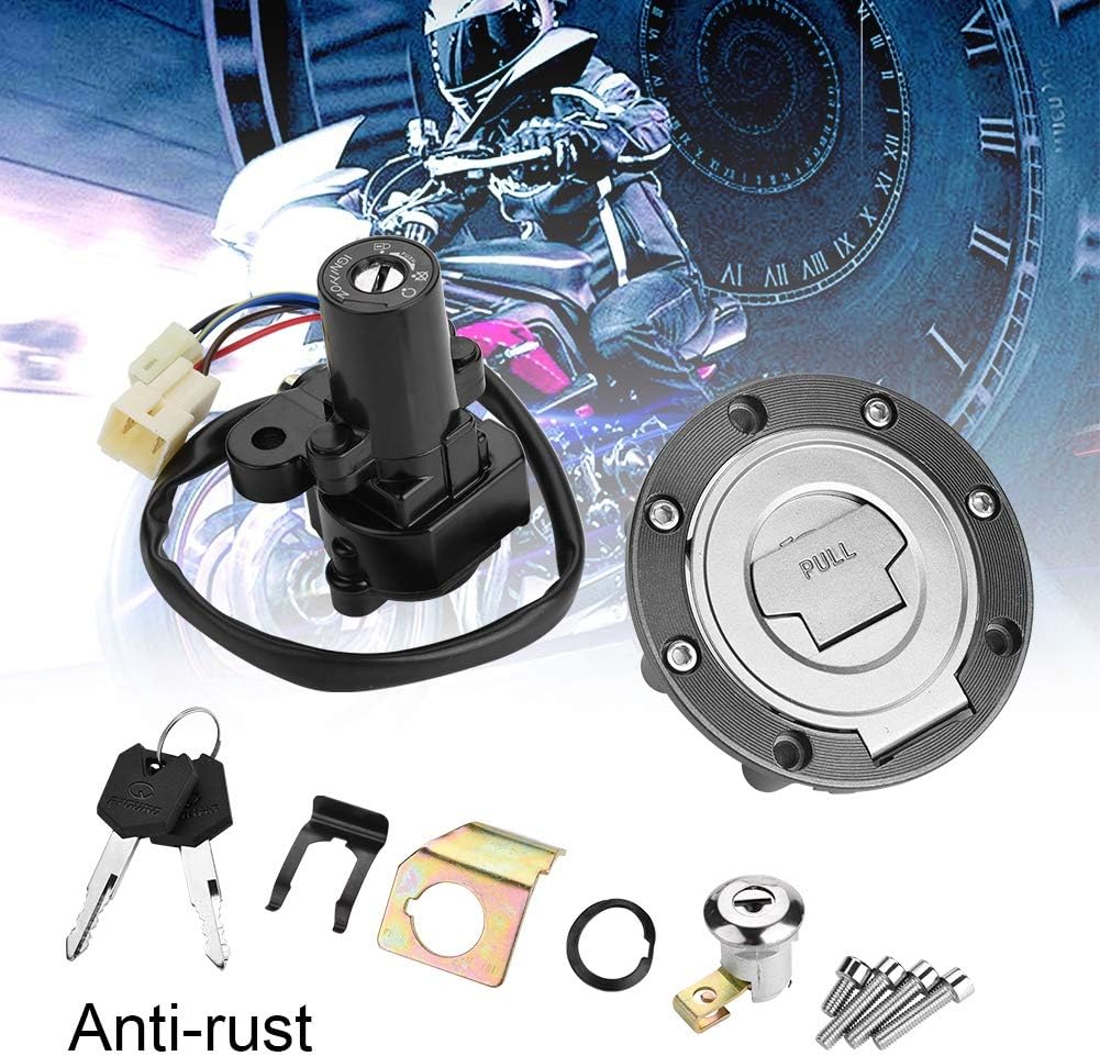 KIMISS Motorcycle Ignition Switch Fuel Gas Lock Keys for Ymh YZF R1 R6 R6S FZ6 FJR1300//mt07 fuel tank, Silver - Image 4