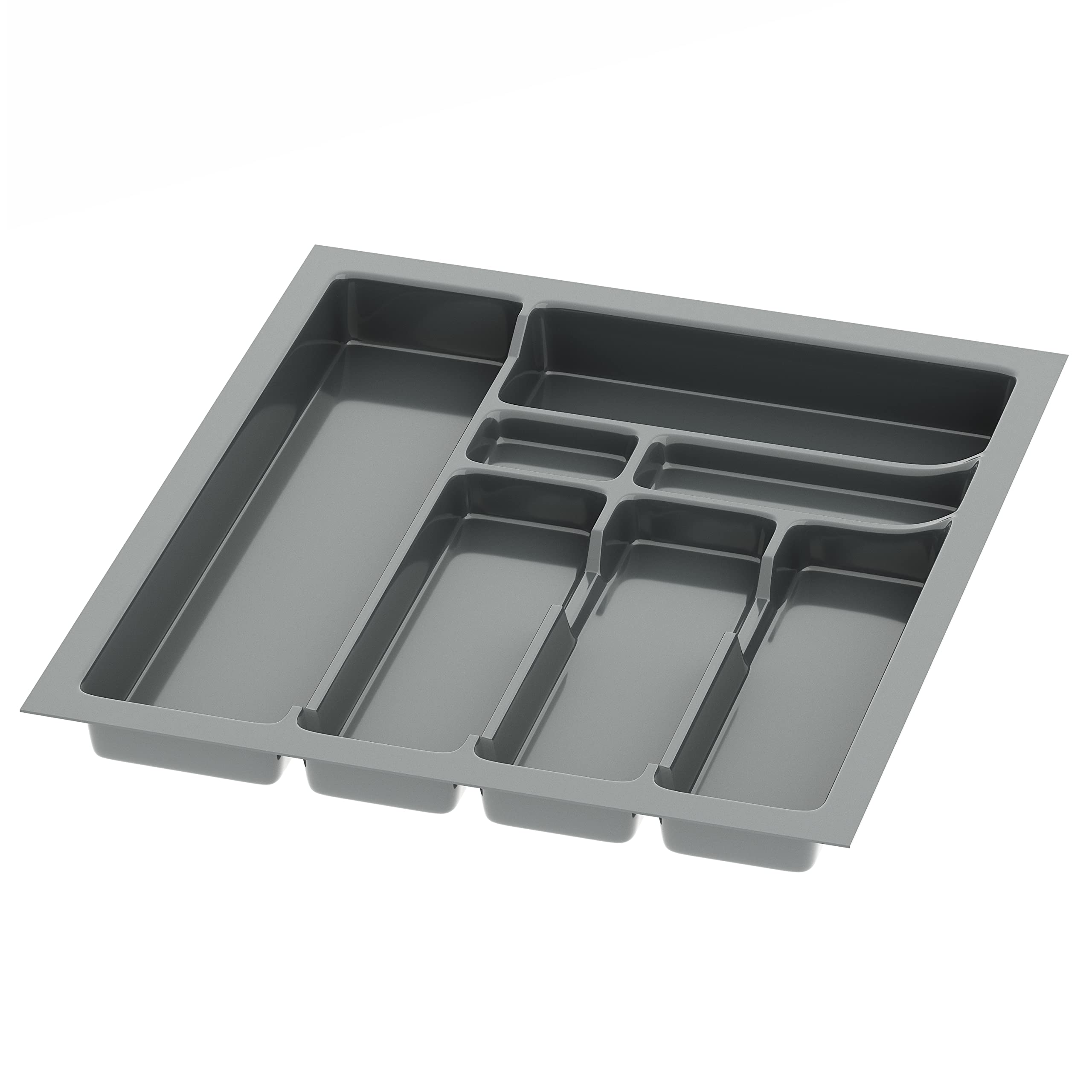 sossai® Divio Cutlery Tray for 50 cm Drawers, 43 x 49 cm (Width x Depth), Can Be Cut To Size, 7 Compartments, Colour: Anthracite, Cutlery Tray Organiser System