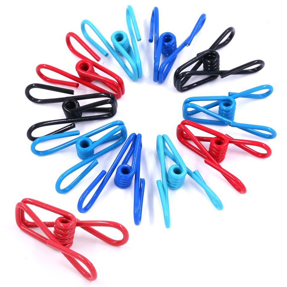 Swpeet 50 Pieces Multi-Purpose Metal Wire Clip Windproof Clothespin Metal Clips Holders for Office Clothes Baby Diaper Peg Clips Pins Hanging Hooks - Multi-Colors