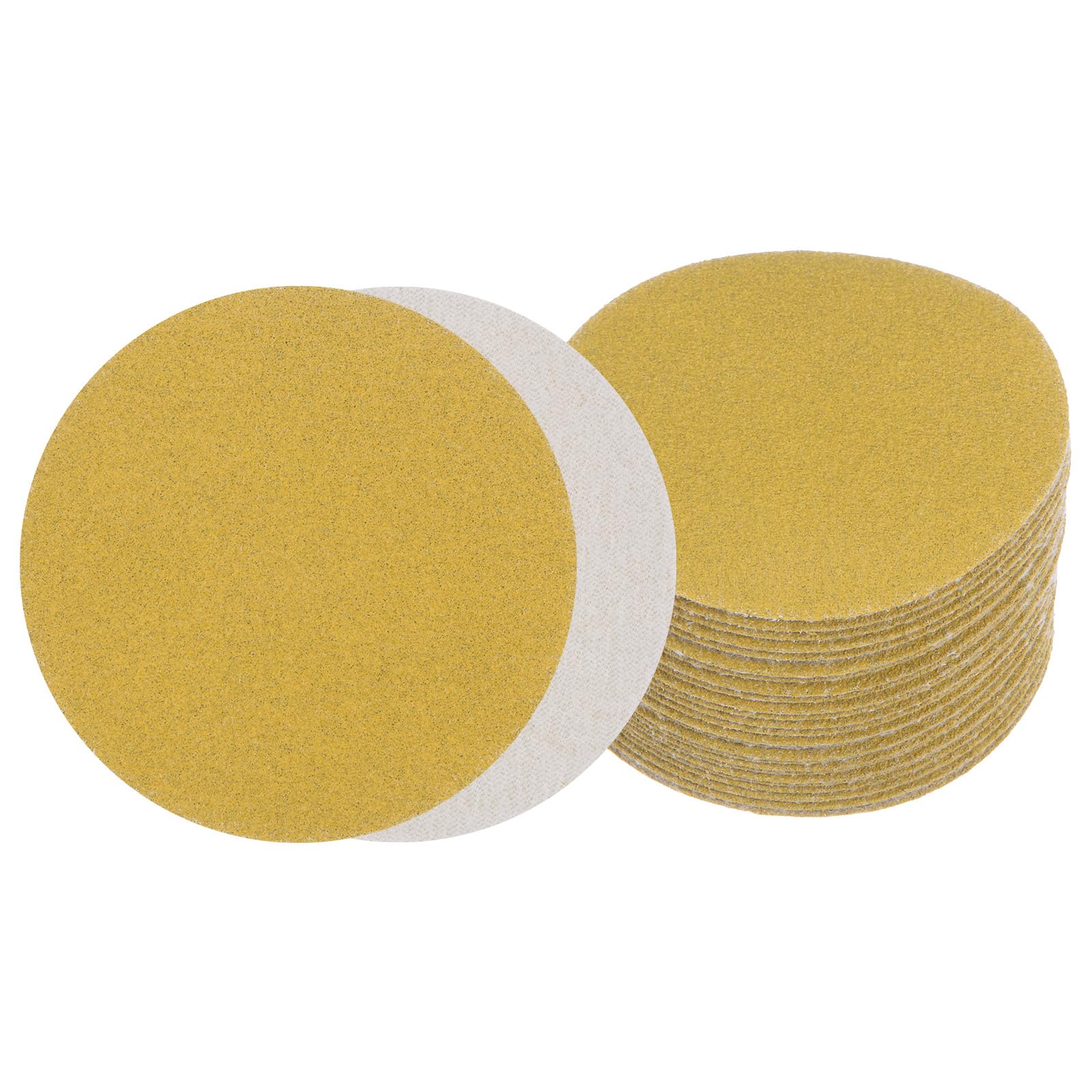 Kozelo 25pcs No Hole Sanding Discs- [ 3 Inch 120 Grit ] Round Hook and Loop Grip Sanding Pads Sheet Sandpaper for Automotive Woodworking Metal Polishing Use| Gold, Aluminum Oxide