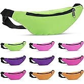 10 Pcs Neon Fanny Bag 80s Party Adjustable Pack Oxford Cloth Workout Traveling Running Waist Bags with Zippered for Outdoor Rave Party Women Men, 5 Colors
