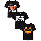 The Children's Place,Baby Boys,and Toddler All Holidays Short Sleeve Graphic T-Shirts,Multipacks,Handsome Pumpkin/Mummy/Pumpkin 3-Pack,4 Years