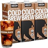 Wandering Bear Organic Straight Black Cold Brew Coffee - 32 fl oz, 3 Pack | Extra strong, bold, smooth, unsweetened, shelf-stable, ready to drink, gluten free &amp; vegan, 100% organic iced cold brewed cof