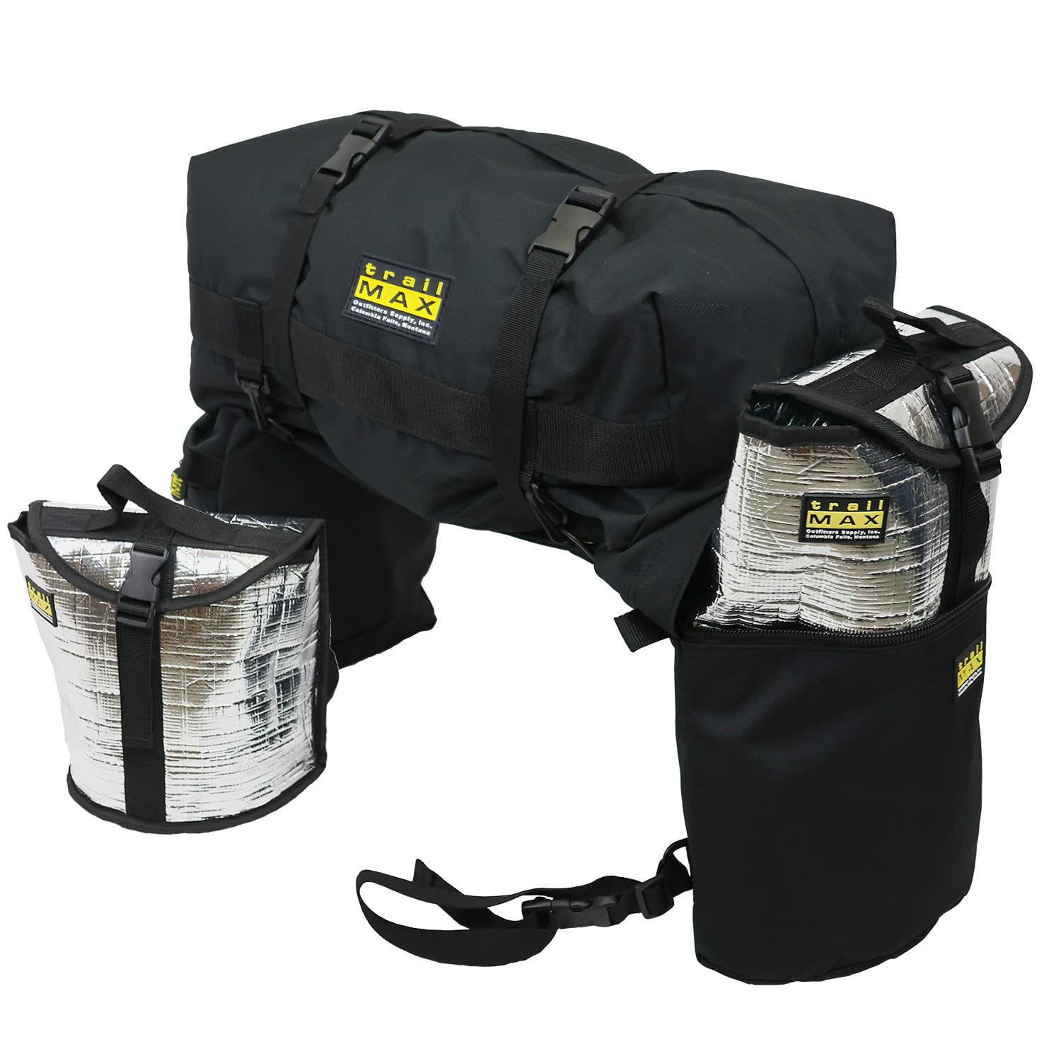 TrailMax Medium Saddlebags for Trail Riding; Insulated Saddle Bags for Horses; Saddle Bags With Detachable Cantle Bag; Saddle Bag & Cantle Bag Set; Saddle Bags for Western & Endurance Saddles, Black