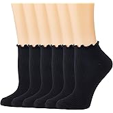Mcool Mary Womens Ankle Ruffle Socks Casual Cotton Frilly Breathable Cute Knit Lettuce Trim No Show Socks 6 Pack
