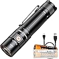 Fenix Dual Battery Bundle E35R EDC Flashlight, 3100 Lumens USB-C Rechargeable High Lumen Performance Flashlight with Extra ARB-L21-5000 and LumenTac Battery Case