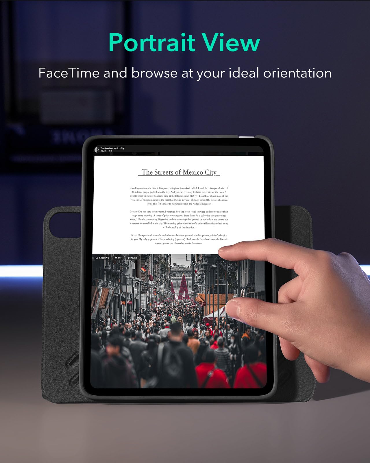 ESR for iPad A16 Case, iPad 11th/10th Generation Case (2025/2022), Removable Magnetic Cover, Adjustable Portrait/Landscape Stand with Raised Screen View, 9 Standing Angles, Black