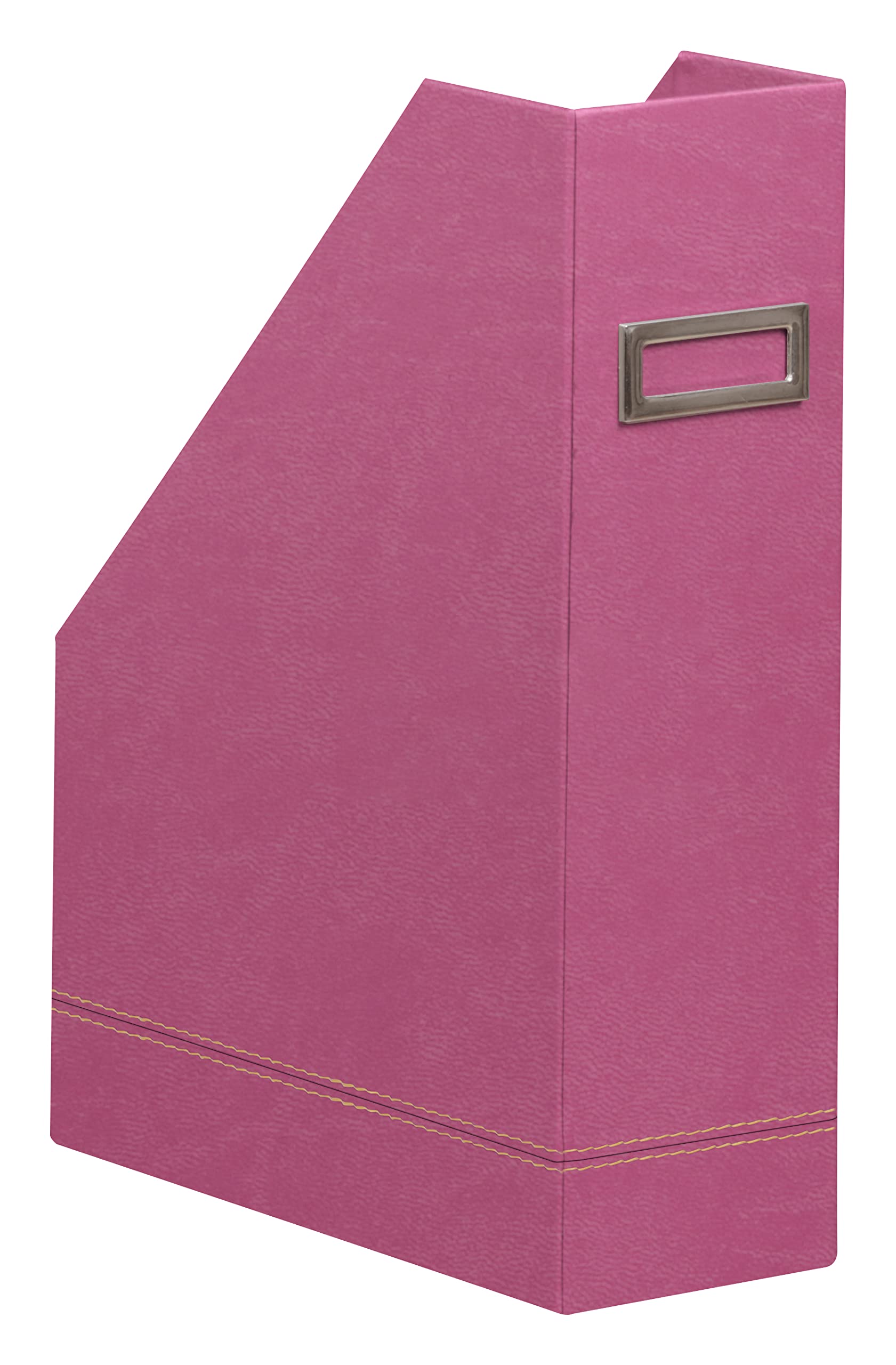 RHODIA 194551C - Fuchsia Magazine Rack - 10x25x31 cm - Orange Saddle Stitching - Faux Leather Exterior - Home Office Collection Rhodiarama - Office Organization & Designer Storage