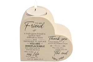 LUCKYYDS Wooden Candle Holders-to My Friend,You are IRREPLACEABLE, Thank You for Being My Unbiological Sister.Women Female Girl Friends Personalized Custom Friendship Birthday Gift