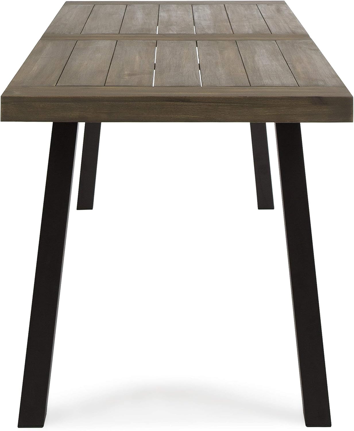 Christopher Knight Home Della Outdoor Acacia Wood Dining Table with Metal Legs, Grey Finish / Rustic Metal : Garden & Outdoor