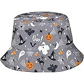 Halloween Bucket Hat Beach Sun Hat Funny Pumpkin Face Scary Smile Fisherman Cap for Men and Women