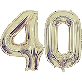 40 Inch Champagne Gold 40 Number Balloons Giant 40 Balloons Champagne Gold Birthday 40 Balloons 40th Birthday Anniversary Events Party Decorations Supplies