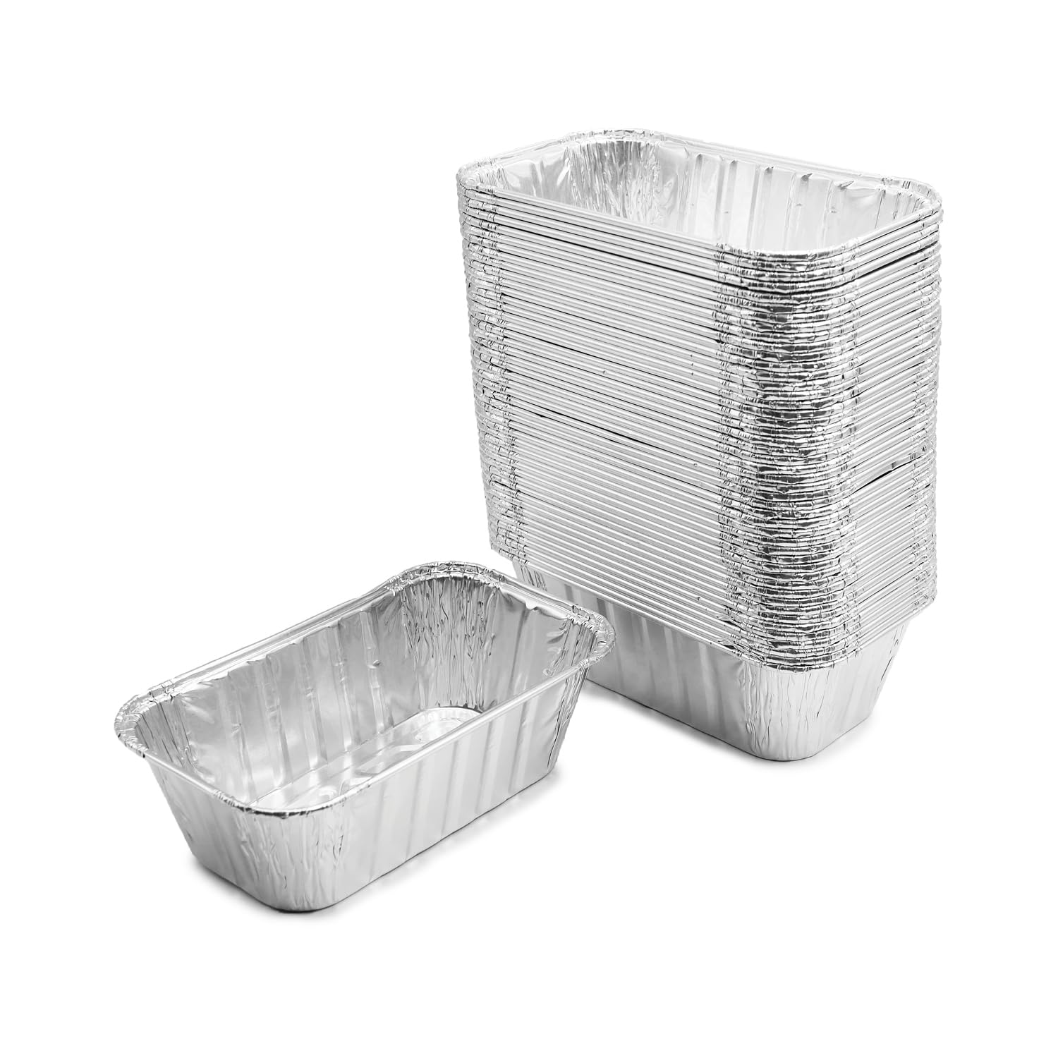 Photo 1 of Party Essentials Alumimun Foil Containers, Disposable Cookware, Takeout TO GO Trays for Catering, Baking, Roasting Food, 1 LB Loaf Pans Only, 50-Count