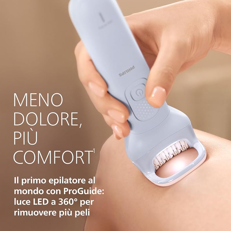 Epilatore Serie 8000 - Epilatore elettrico Wet & Dry senza fili, per gambe e corpo, con ProGuide, 5 accessori, autonomia di 60 minuti, modello BRE709/00