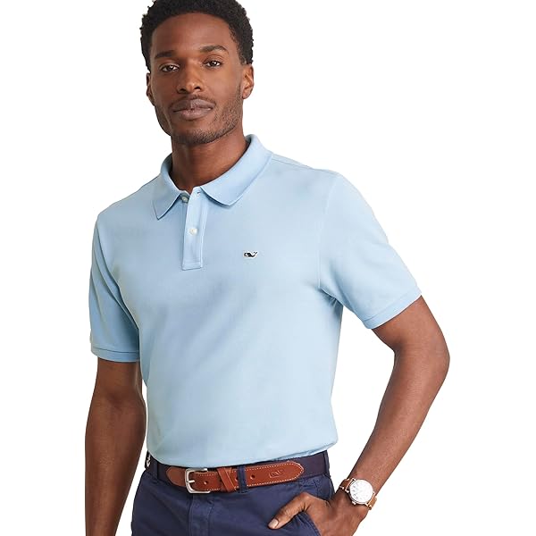 Vineyard Vines Men's Lived-in Pique Polo, Club Blue at Amazon