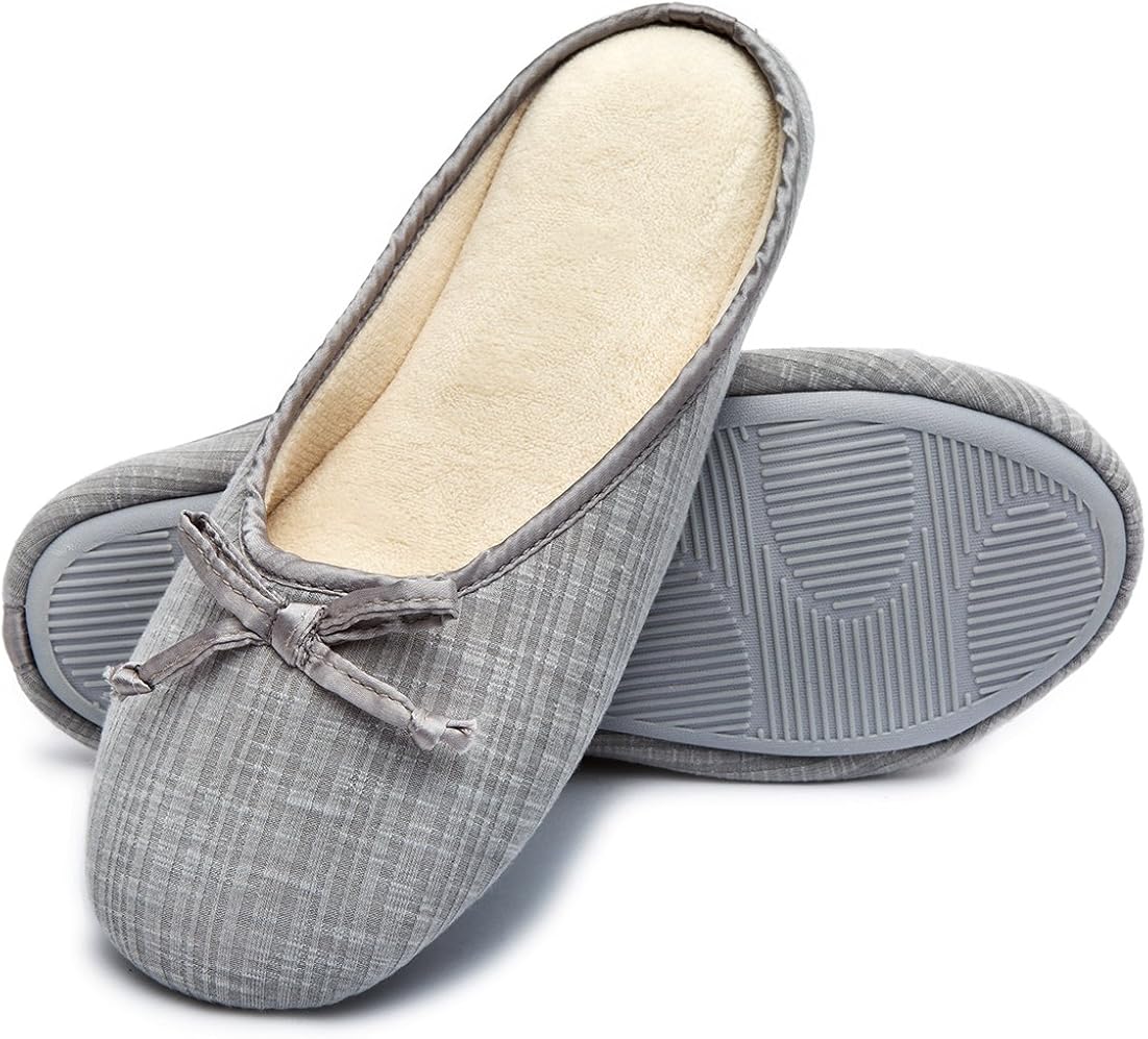 Amazon.com | Cozy Niche Women's Memory Foam House Slippers - Slip-on Style with Striped Knitted ...