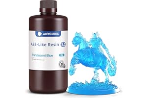 ANYCUBIC 3D Printer Resin, ABS-Like 3.0 Resin for 8K/14K/16K 3D Printing, Strong Strength, High Precision, Low Odor, Wide Compatibility for All LCD Resin 3D Printers (Clear Blue, 1kg)