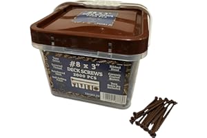 Turoxo #8 x 3 Deck Screws – Torx Star Drive Exterior Screws for Decking & Pressure Treated Lumber, Ceramic Coated Brown, Serr