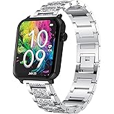 Compatible with Armitron Matrix Smartwatch bands, 20mm, 22mm Quick Release Women Jewelry Bling Diamond Metal Dressy Replacement Strap Compatible with Armitron Connect Matrix, Link, Lunar, Boom, Eclipse Smartwatch