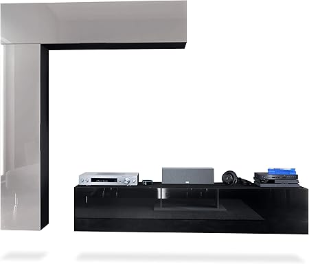 Vladon Wohnwand Anbauwand Taurito Korpus In Schwarz Matt Fronten In Schwarz Hochglanz Und Sandgrau Hochglanz Vladon Amazon De Kuche Haushalt