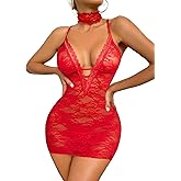 Avidlove Women Babydoll Lingerie Lace Chemise Halter Nightwear Teddy Dress