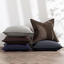 MIULEE Decorative Linen Euro Sham Pillow Covers