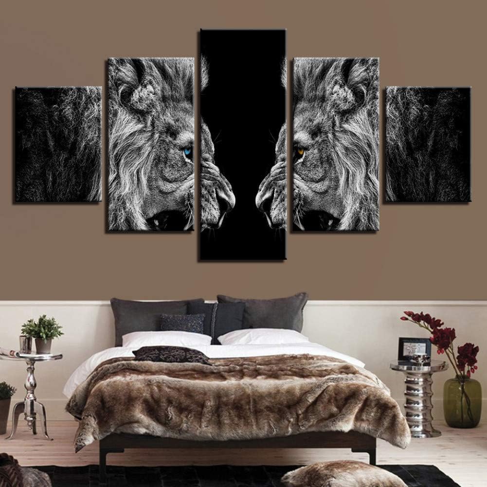 AOPIII DIY 5D Diamond Painting by Number Kit, Full Drill Rhinestone Embroidery Cross Stitch Picture, 5 Sets of Splicing Painting(Animal Lion)