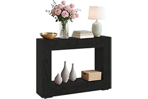 Joankaren Rustic Farmhouse Console Table, 47 Inch Sofa Table with Open Shelves, Industrial Entryway Table for Hallway, Living