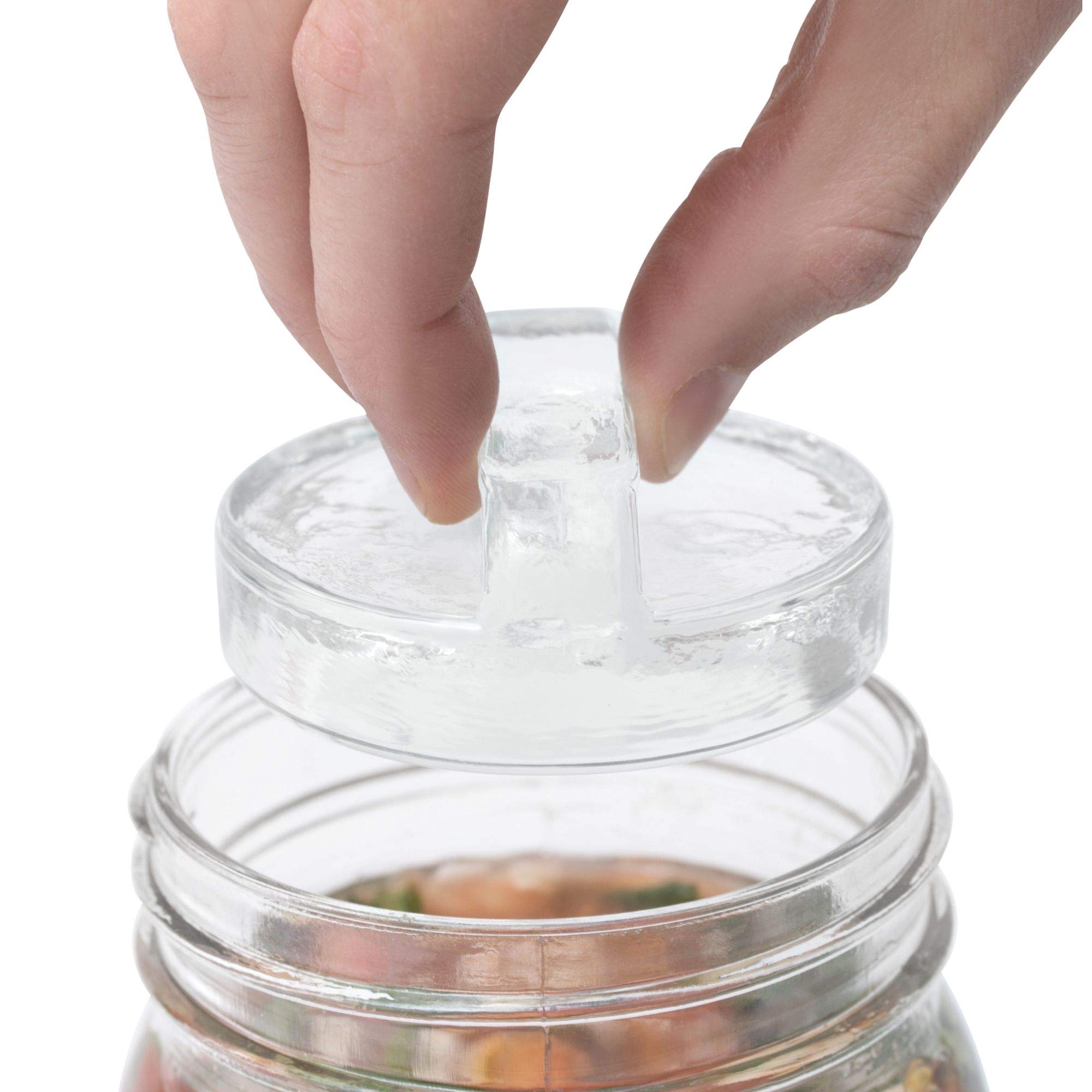 Photo 1 of 2 pc only! - Easy to Grasp - Grab Them with Tongs - Glass Fermentation Weights with Handles for Wide Mouth Mason Jars