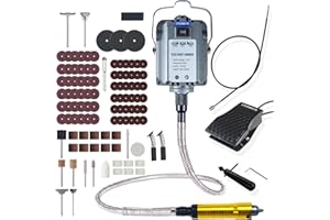 CTISMICE 1200W Flex Shaft Grinder Electric Rotary Tool Supporting Forward and Reverse Rotation, Flexible Shaft Machine Kits with Variable Speed Foot Switch and 110pcs Attachments for Grinding Sanding
