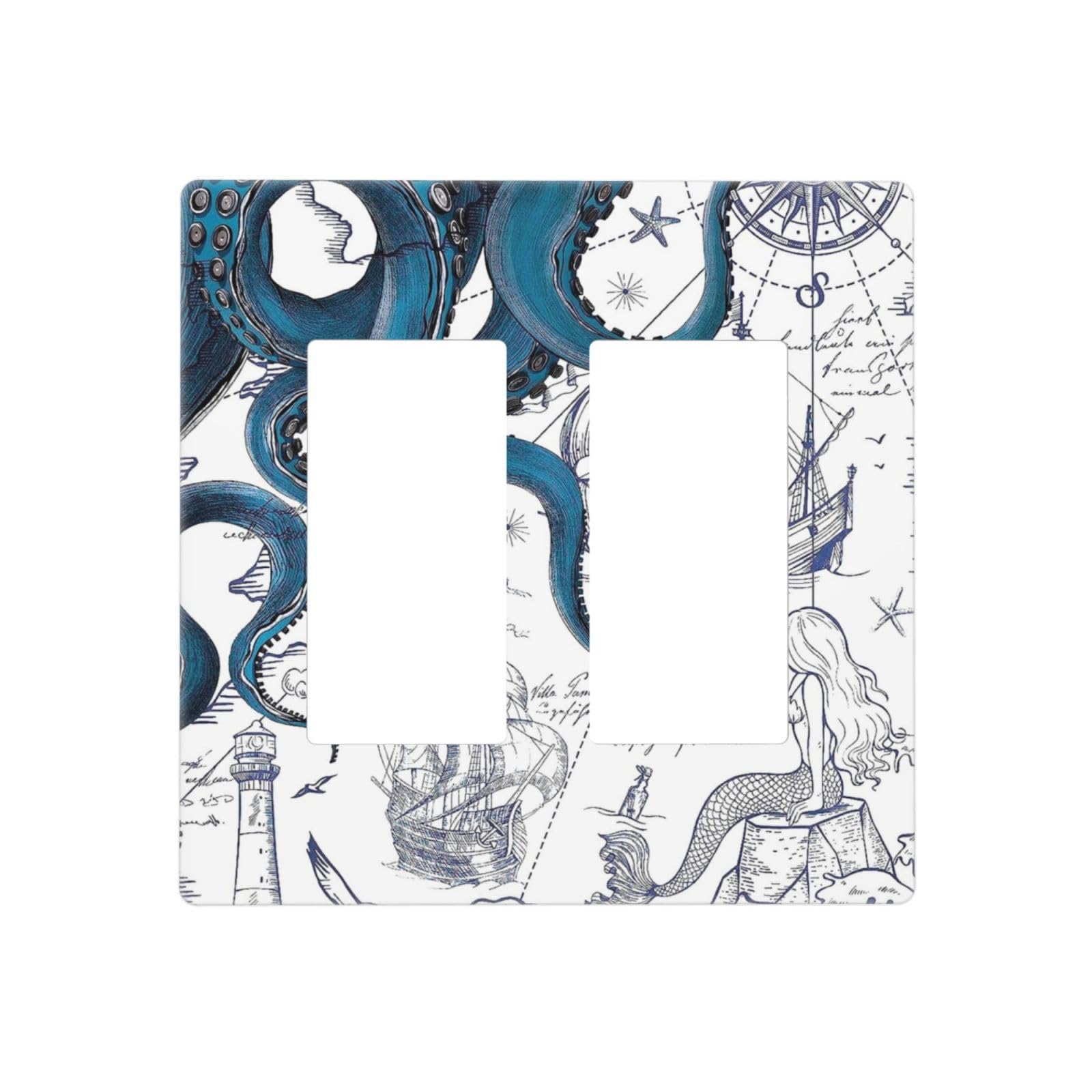 Nautical Octopus Mermaid Lighthouse 2 Gang Double