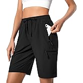 Hugut Women's Lightweight Hiking Cargo Shorts Quick Dry Athletic Shorts Camping Travel Golf Zipper Pockets Water Resistant