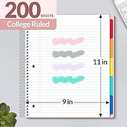 SUNEE 5 Subject Notebook College Ruled - 400