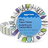 Amazon Basics Ultra Paper Plates, 10 Inch, Disposable, 44 Count, Packaging May Vary