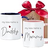 New Parents Pregnancy Announcement,My New Mame is Mommy Daddy Mug, First Time Mommy Daddy to Be Mug Set Gifts, New Parents Gifts for Couples Expecting Mom Dad Est 2025-7