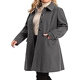 Agnes Orinda Plus Size Winter Coats for Women Peacoat Classic Single Breasted Trench Coat with Pockets